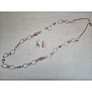 Premier Designs Rhapsody Purple Bead Mix Necklace & Earring Set
